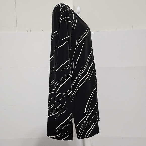 Alfani Size L Black Long-Sleeved Womens Wide Crew Neck Long Dress Shirt  Blouse - Picture 4 of 16